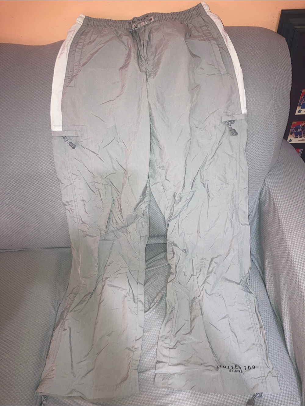Limited Too Light Gray Men's Jogger Pants with White Side Stripes